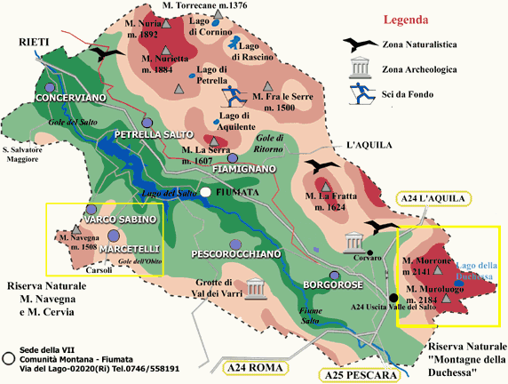 Cartina delle presenze archeologiche nel Cicolano